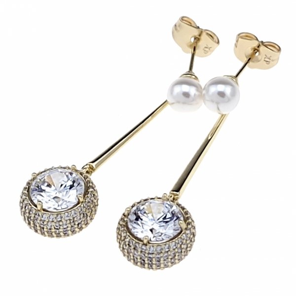 2399c Kolczyki złote pozłacane wiszące 14K Xuping cyrkonie