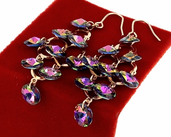4885 Kolczyki złote Austrian Crystal cyrkonia pozłacane 18k Xuping wiszące