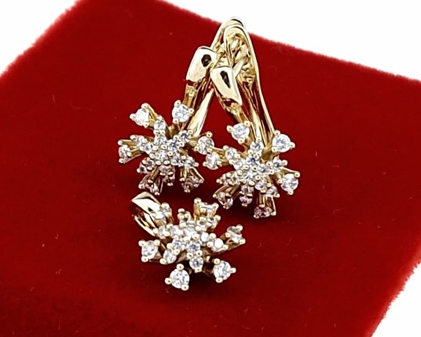 2505 Komplet złoty pozłacany cyrkonie 14k kolczyki zawieszka Xuping 
