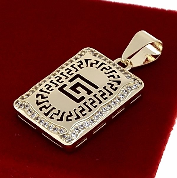 3733a Złota zawieszka błyszcząca pozłacana 14k cyrkonie 