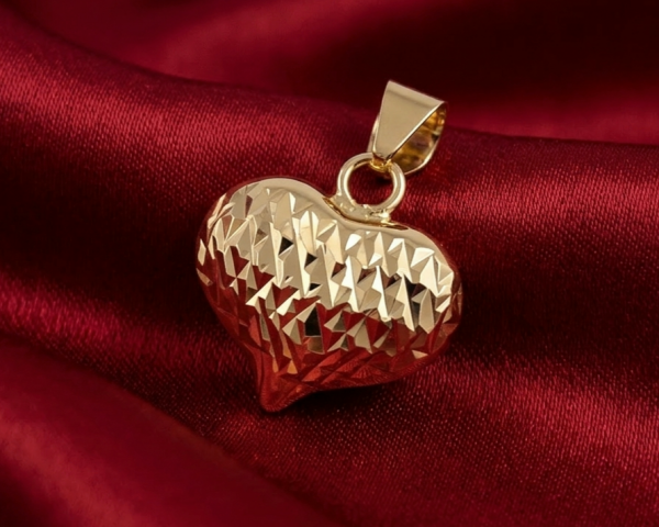 3558 Złota zawieszka błyszcząca pozłacana 14k serce