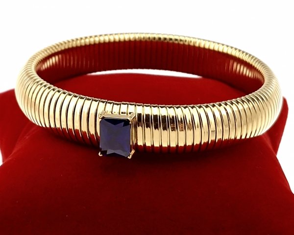 905a Bransoletka złota 6,5cm stal chirurgiczna bangla 316L rozciągliwa