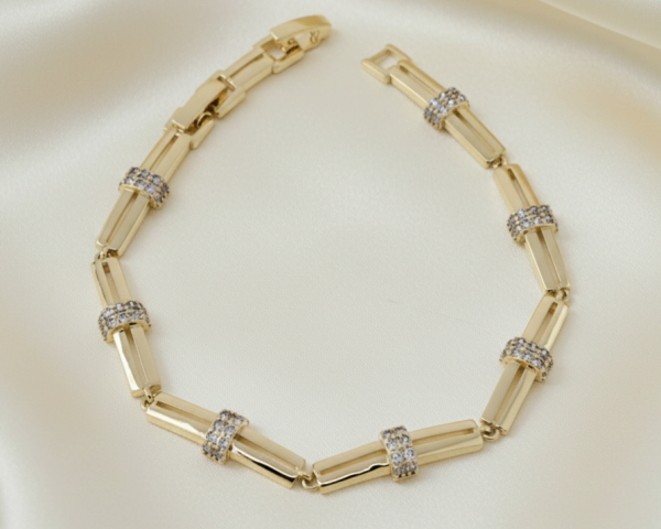 2137 Bransoletka elegancka złota 17+2cm pozłacana 14k cyrkonie