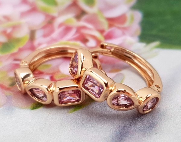 2542 Złote kolczyki cyrkonie pozłacane 18k Xuping wiszące