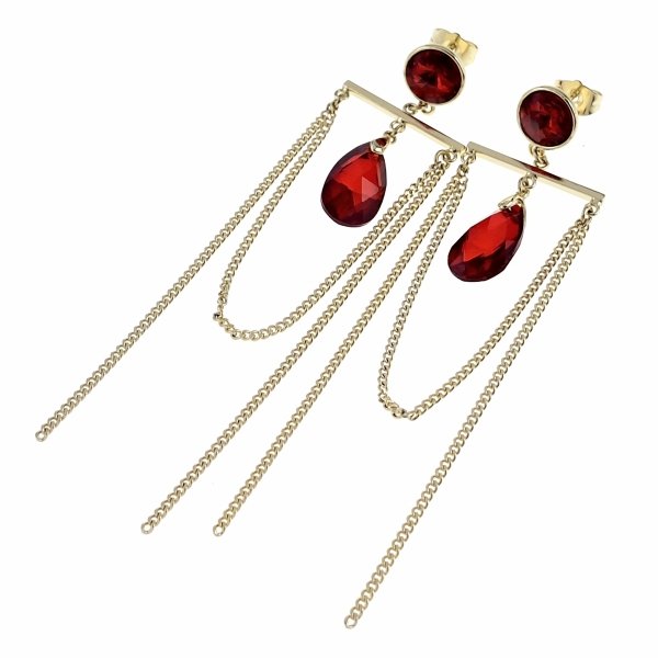 395c Kolczyki złote pozłacane Austrian Crystal wiszące 14K cyrkonie Xuping 