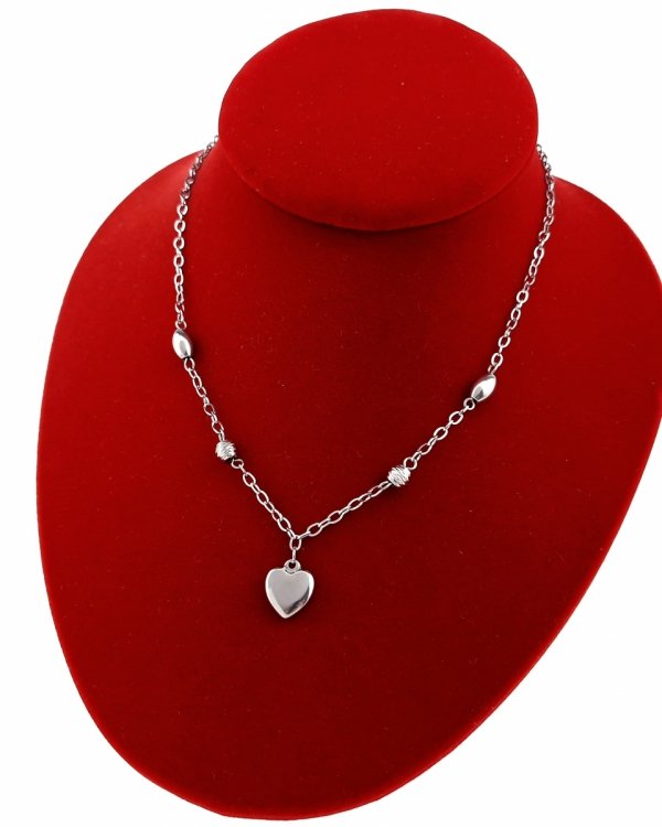 3164 Srebrny naszyjnik 40+5cm stal chirurgiczna 316L nierdzewna serce