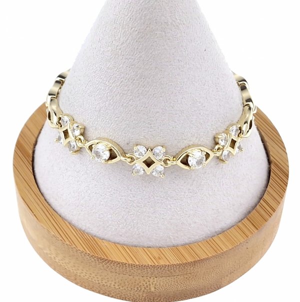 1434 Bransoletka złota elegancka cyrkonie 19cm pozłacana 14k Aisadi