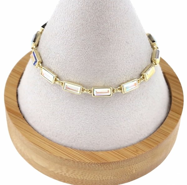 1326 Bransoletka elegancka Austrian Crystal złota cyrkonie 17+3 pozłacana 14k Xuping 