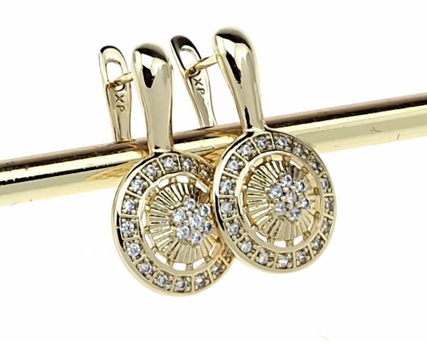 3031c Kolczyki złote pozłacane wiszące 14K Xuping cyrkonie