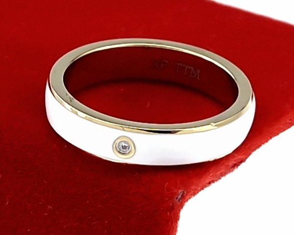 421 Pierścionek złoty stal chirurgiczna nierdzewna 316L cyrkonie