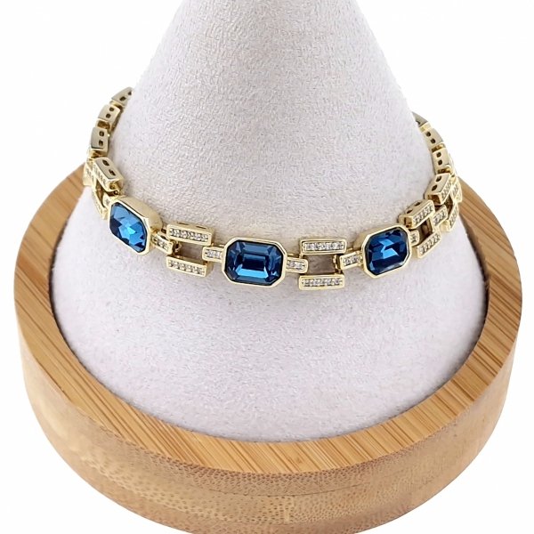 2147 Bransoletka elegancka Austrian Crystal złota cyrkonie 19,5cm pozłacana 14k Xuping 