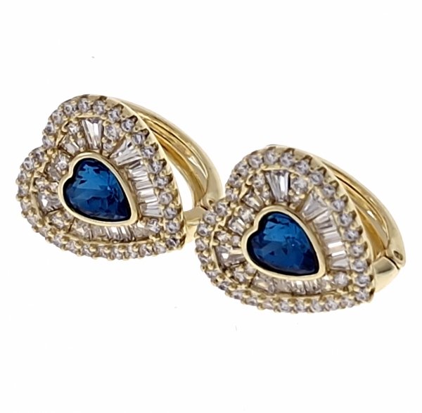 sz205 Kolczyki złote pozłacane 14k wiszące Austrian Crystal serce