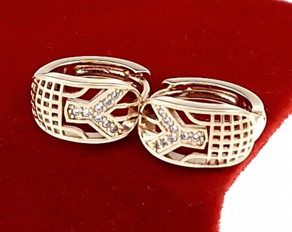 0297 Złote kolczyki pozłacane cyrkonie 18k Xuping wiszące 