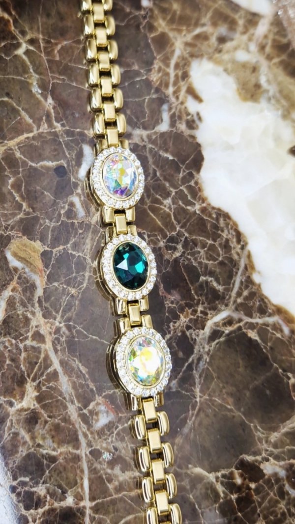 2412 Bransoletka elegancka złota 17+2cm pozłacana 14k Xuping Austrian Crystal