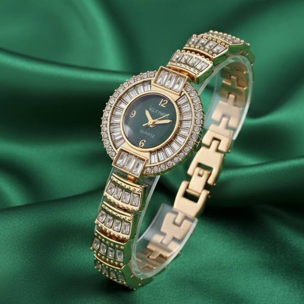 467 Ekskluzywny damski złoty zegarek Kurren klasyk cyrkonie