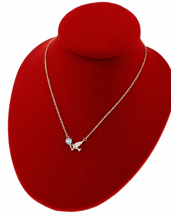 2592 Złoty łańcuszek Austrian Crystal 40+5 naszyjnik pozłacany 14K Xuping serce