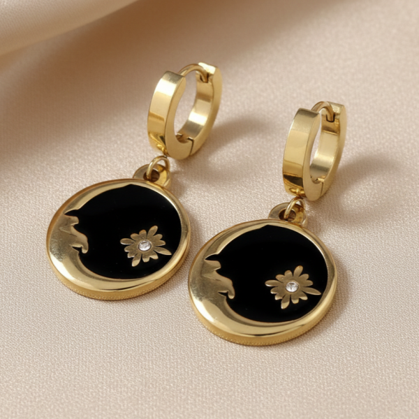 1187 Kolczyki złote stal chirurgiczna 316L wiszące stal nierdzewna