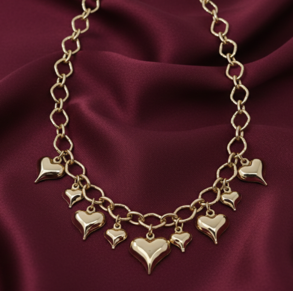 038 Złoty łańcuszek naszyjnik 45+5cm pozłacany 14k serce