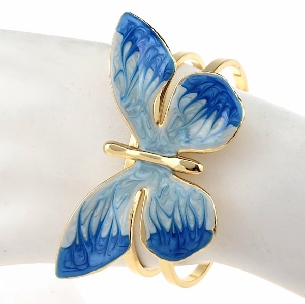 op72 Bransoletka złota 6,5cm stal chirurgiczna bangla 316L motyl