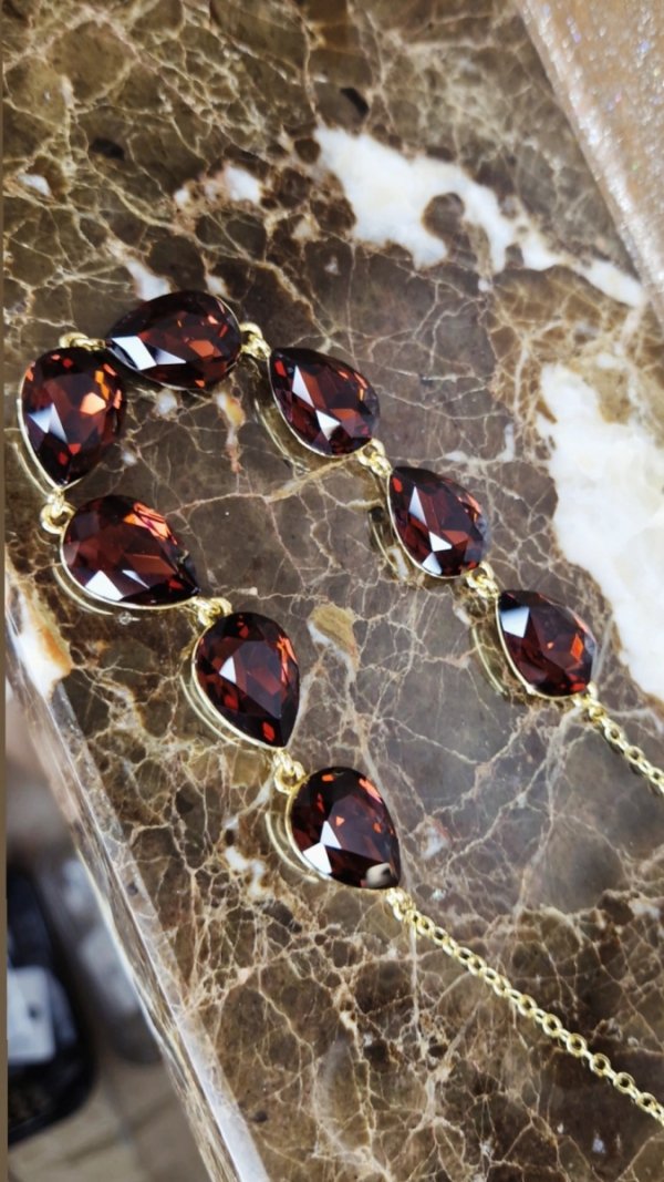 1917L Złoty naszyjnik 41+5 naszyjnik pozłacany 14K kryształek 