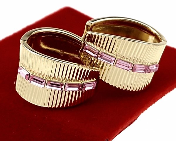 3031c Kolczyki złote pozłacane wiszące 14K Xuping cyrkonie 