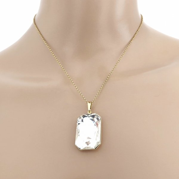 3232 Złoty naszyjnik 40+5cm stal chirurgiczna nierdzewna 316L kryształek Swaro Austrian Crystal