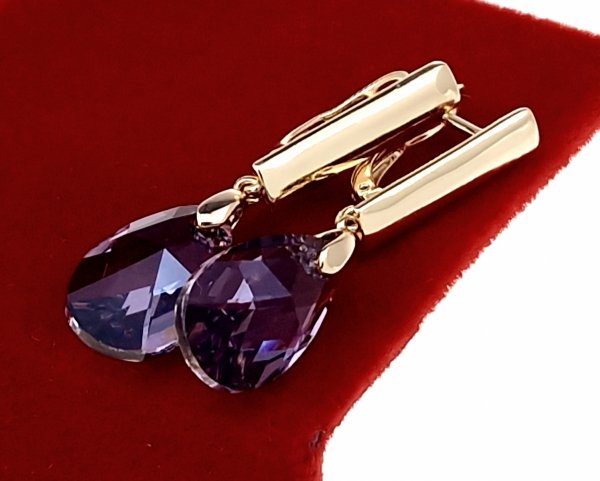 4066 Kolczyki złote Austrian Crystal cyrkonia pozłacane 18k Xuping wiszące
