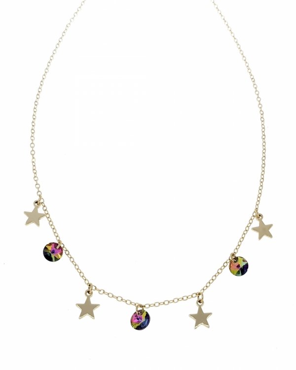 4922 Złoty łańcuszek Austrian Crystal 42+5 naszyjnik pozłacany 14K Xuping gwiazdki