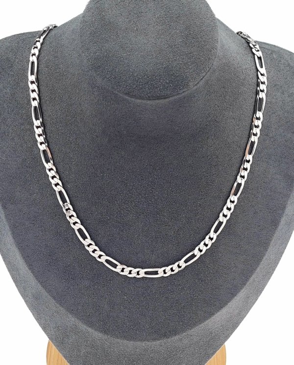 2579 Srebrny łańcuszek 60cm 5mm pozłacany białym złotem Xuping figaro 