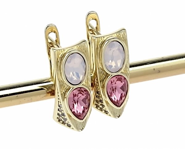 2744 Kolczyki złote Austrian Crystal pozłacane cyrkonie wiszące 14K Xuping Swaro