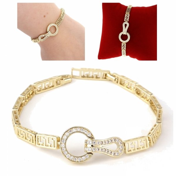1635 Bransoletka złota elegancka 19cm cyrkonie pozłacana 14k Viki Lady