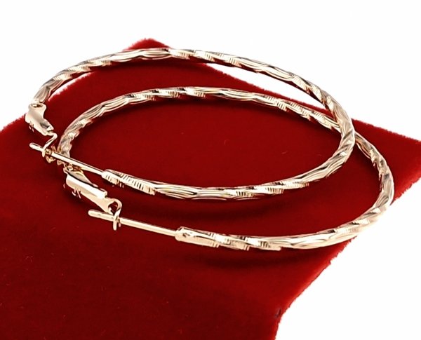 1441 Kolczyki złote pozłacane 18k Xuping wiszące koła 4,5cm
