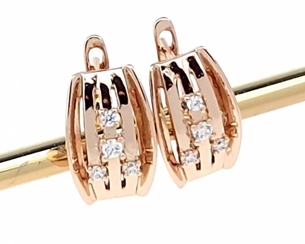 2638 Złote kolczyki cyrkonie pozłacane rose gold Xuping wiszące 