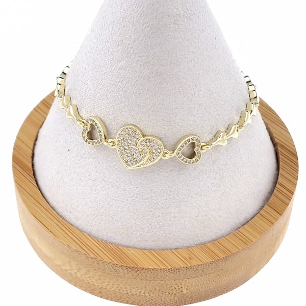 642 Bransoletka złota elegancka cyrkonie 19cm pozłacana 14k Aisadi