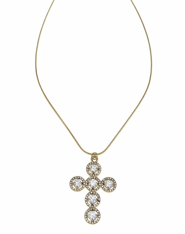 2324c Złoty łańcuszek 40+5cm naszyjnik stal chirurgiczna nierdzewna krzyż