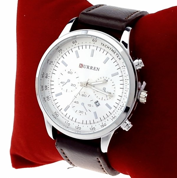 2368a Elegancki zegarek męski skórzany pasek Kurren