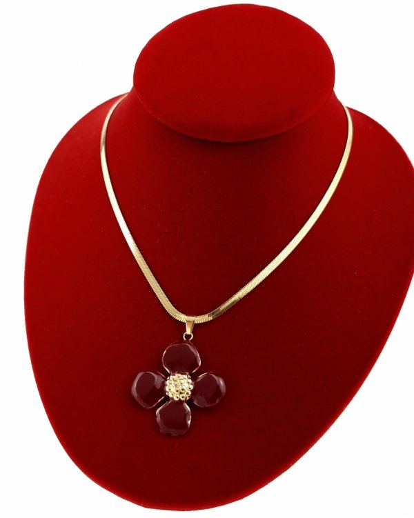 889 Złoty łańcuszek 41+5 naszyjnik stal chirurgiczna nierdzewna 316L kwiatek