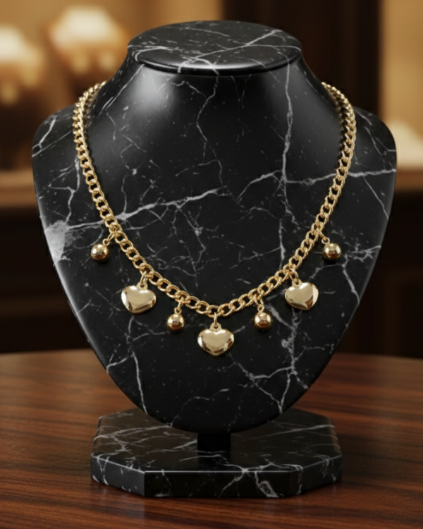 1092f Złoty łańcuszek naszyjnik 40+5cm pozłacany 14k serce 