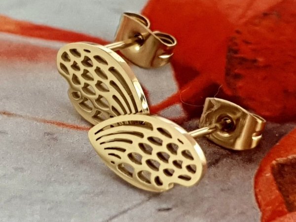 834 Kolczyki złote celebrytki stal chirurgiczna wtyczki