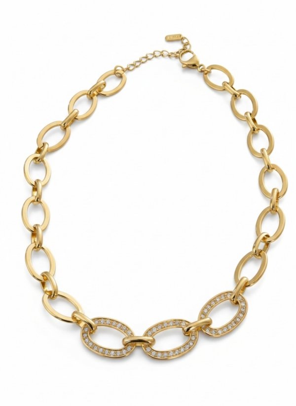 4169 Złoty łańcuszek naszyjnik 41+5cm pozłacany 14k cyrkonie