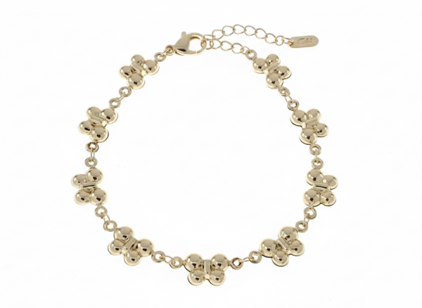 3778 Bransoletka elegancka złota 17+3cm pozłacana 14k motyl