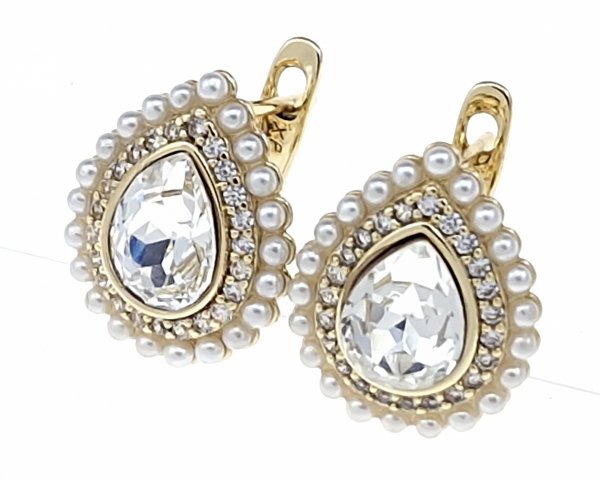 2930 Kolczyki złote pozłacane wiszące 14K cyrkonie Austrian Crystal