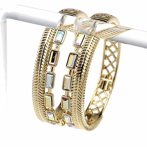 963 Kolczyki złote pozłacane Austrian Crystal wiszące 14K cyrkonie Xuping 