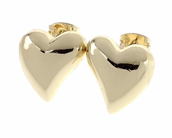3494 Kolczyki złote pozłacane wtyczki 14K serce