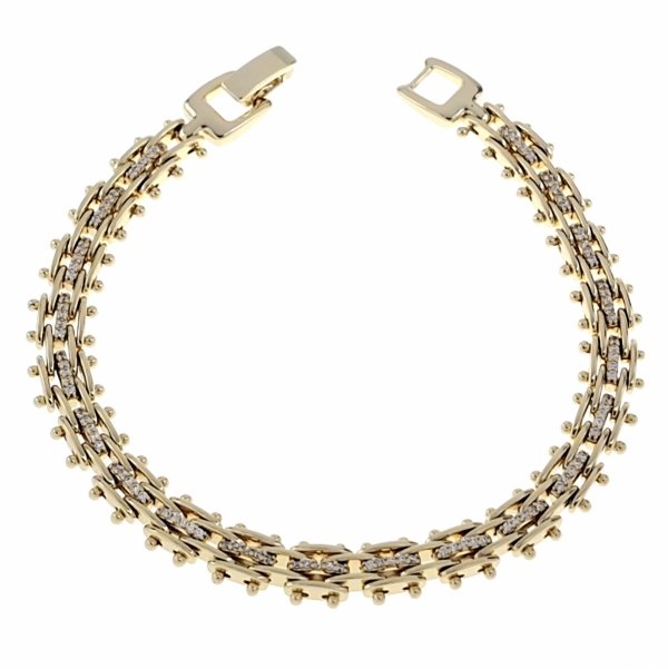 1153 Bransoletka elegancka cyrkonia złota 19cm pozłacana 14k Xuping