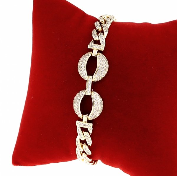 3796 Bransoletka złota elegancka 19cm cyrkonie pozłacana 14k Viki Lady