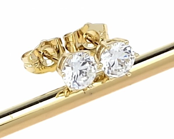 3097 Kolczyki złote pozłacane cyrkonie wtyczki 14K Xuping 5mm 
