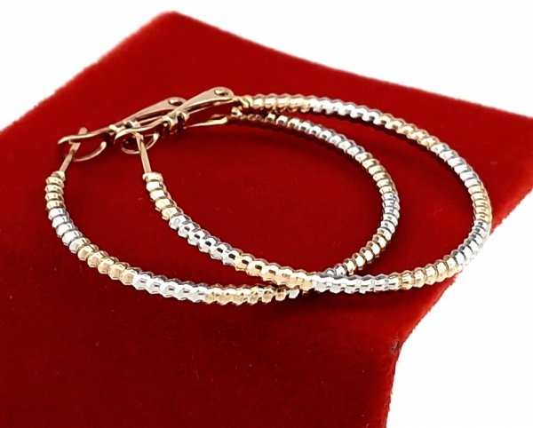 2780 Złote srebrne kolczyki pozłacane 18k Xuping wiszące koła 3,4cm