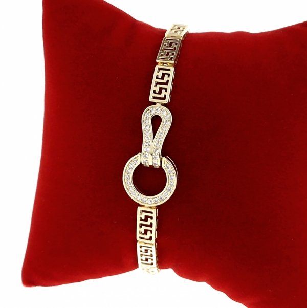 2290 Bransoletka złota elegancka 19cm cyrkonie pozłacana 14k 