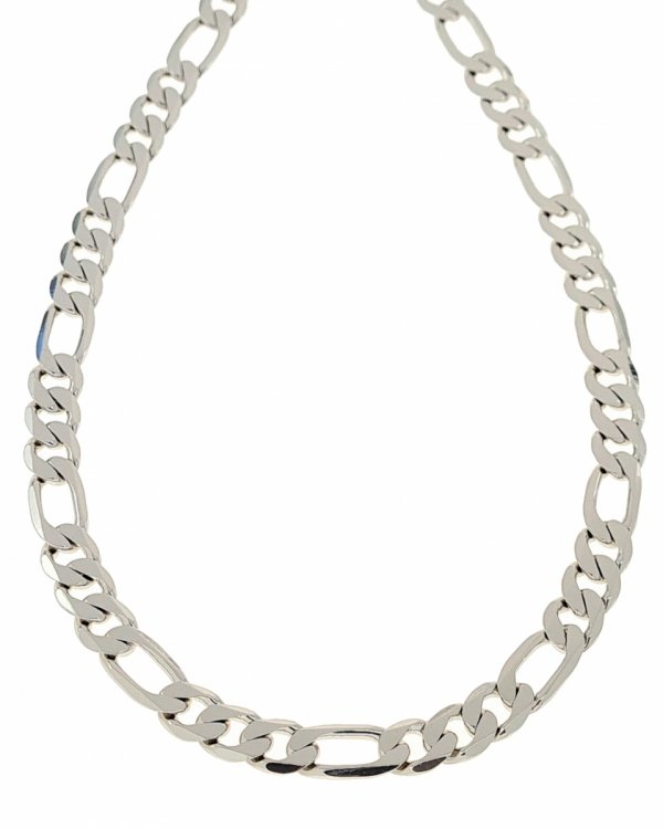 4135 Srebrny łańcuszek 60cm 8mm pozłacany białym złotem Xuping figaro 